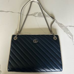 Authentic Gucci GG Marmont Accordion Shoulder Bag Metalasse